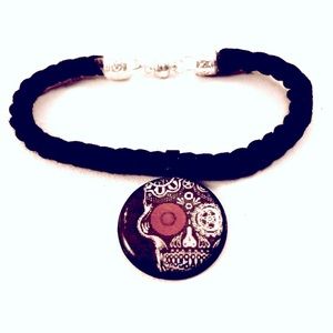Tattoo Sugar Skull Twisted Textile Bracelet